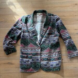 Vtg 90s Stampede Southwestern Aztec Blazer Womens sz M Festival Western Jacket
